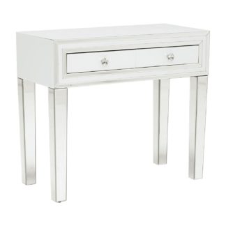 An Image of Krystal 2 Drawer Dressing Table, White Glass and Mirror