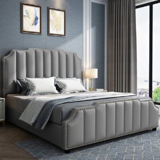 An Image of Abilene Plush Velvet Small Double Bed In Grey