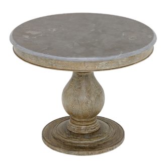 An Image of Woolton Round Dining Table, Blue Stone and Earl Grey