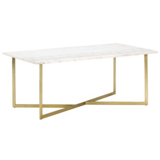 An Image of Lillian Coffee Table, White Marble With Brass Leg