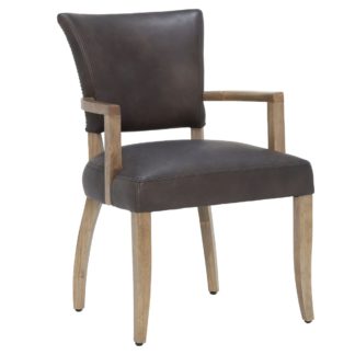 An Image of Timothy Oulton Mimi Dining Chair with Arms, Destroyed Black and Weathered Oak