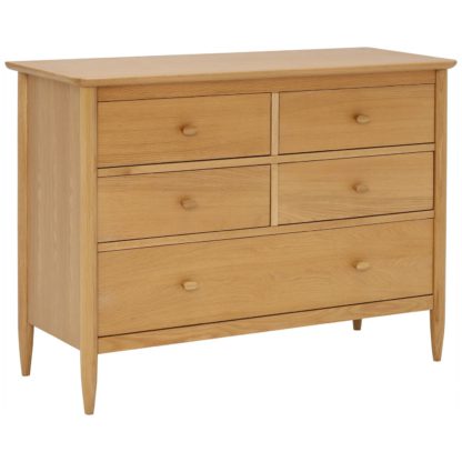 An Image of Ercol Teramo 5 Drawer Wide Chest, Oak