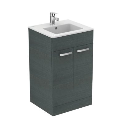 An Image of Ideal Standard Tempo 50cm Freestanding Vanity Unit Pack - Lava Grey