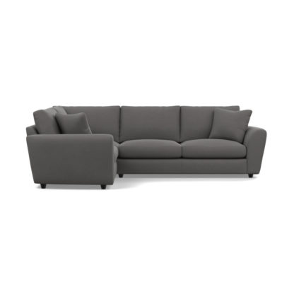 An Image of Heal's Snooze Left Hand Facing Corner Sofa Brushed Cotton Cadet Black Feet