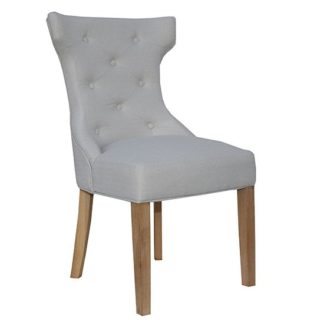 An Image of Lakeside Fabric Buttoned Winged Dining Chair In Natural
