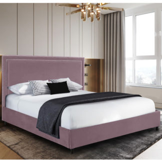 An Image of Sensio Plush Velvet Small Double Bed In Pink