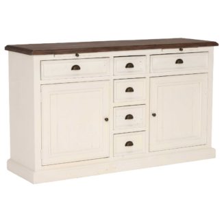 An Image of Carisbrooke Reclaimed Wood 2 Door and 6 Drawer Sideboard, Stucco White