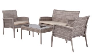 An Image of Argos Home Lucia 4 Seater Rattan Effect Sofa Set - Grey