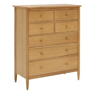 An Image of Ercol Teramo 7 Drawer Tall Wide Chest, Oak