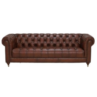 An Image of Ullswater 4 Seater Chesterfield Sofa, Vintage Tabac