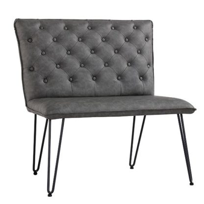 An Image of Wichita Faux Leather Small Dining Bench In Grey