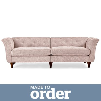 An Image of Jaipur 4 Seater Sofa Luxury Chenille Pink