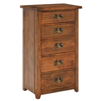 An Image of New Frontier Mango Wood 5 Drawer Chest