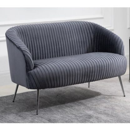 An Image of Layla Fabric Upholstered 2 Seater Sofa In Grey