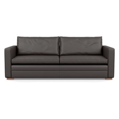 An Image of Heal's Palermo 4 Seater Sofa Leather Hide Grey 7177 Black Feet