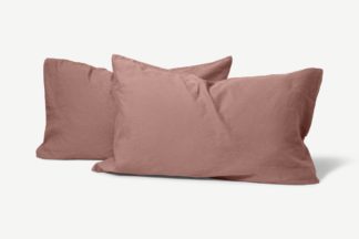 An Image of Tira Linen & Cotton Blend Pair of Pillowcases, Dark Rose