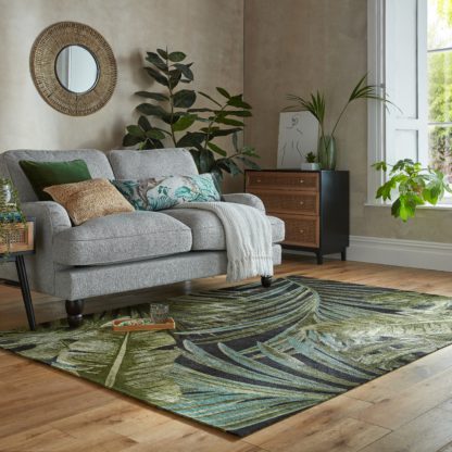 b36623cbd34f3cf2de61db3d1e6cd22b396d740d257c2795ba089272e01c9d9d.jpg An Image of Jungle Palm Chenille Rug Green