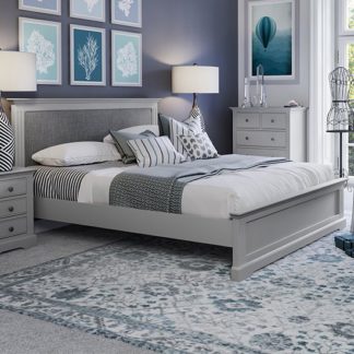 An Image of Belton Wooden Double Bed In Grey