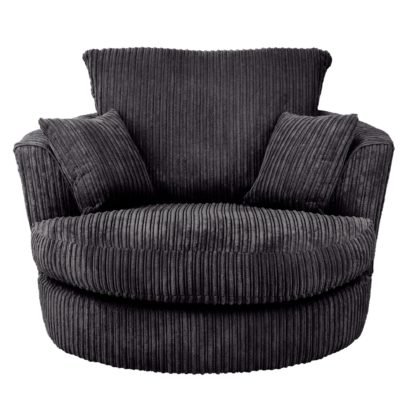 An Image of Blake Jumbo Cord Swivel Chair Black