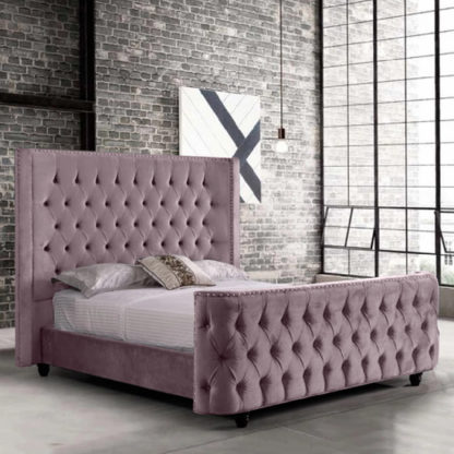 b3d18250192096cf4690f7d1ab3558044c34919dcc024b721183555e20920234.jpg An Image of Hammond Plush Velvet King Size Bed In Pink