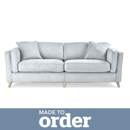 An Image of Arabella 4 Seater Sofa Brushed Plain Fabric Blue