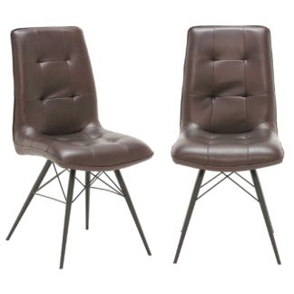 An Image of Pair of Hix Upholstered Dining Chairs, Brown