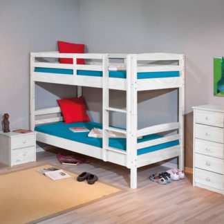 An Image of Rick Wooden Bunk Bed In White