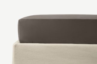 An Image of Zana 100% Organic Cotton Stonewashed Fitted Sheet, Super King, Anthracite Grey