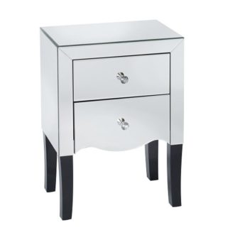 An Image of Alvaro Mirrored Bedside Cabinet With 2 Drawers