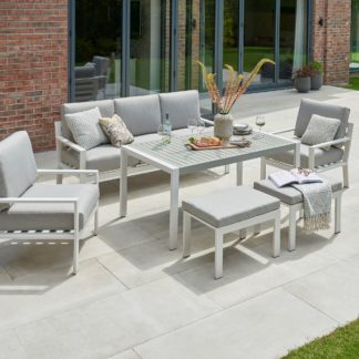 An Image of Titchwell 5 Seater White Lounging Set White