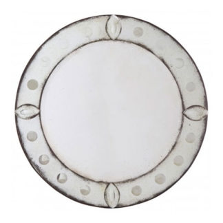 An Image of Raze Round Bubble Effect Wall Mirror In Antique Silver Frame