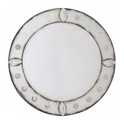 An Image of Raze Round Bubble Effect Wall Mirror In Antique Silver Frame