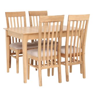 An Image of Stanwick Extending Dining Table and 4 Slat Back Dining Chairs