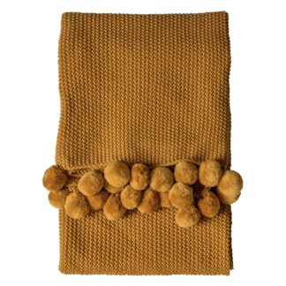 An Image of Ochre Pom Pom Throw