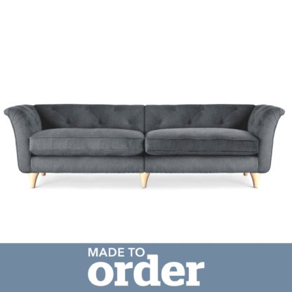 b8154d4b0492a4c006ed94058ed1783b5b611df7de7fb74733a9ee439ef643bf.jpg An Image of Jaipur 4 Seater Sofa Brushed Plain Fabric Blue