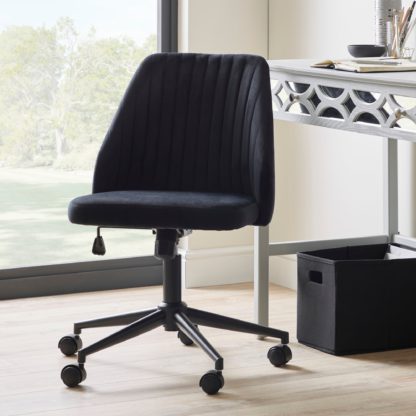 An Image of Mya Velvet Office Chair Peacock