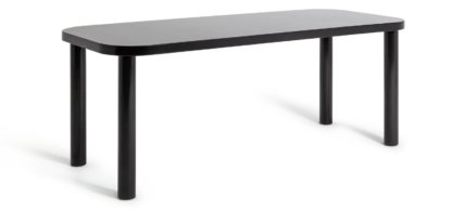 An Image of Habitat Astrid Wood Dining Table - Black Gloss