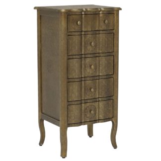 An Image of Zinnia 6 Drawer Tall Chest, Brass