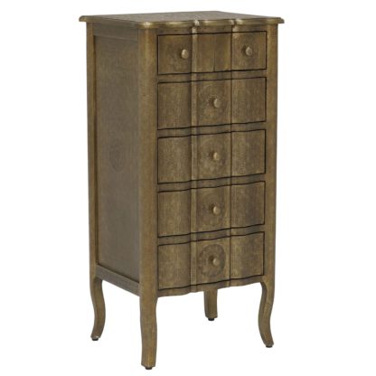 An Image of Zinnia 6 Drawer Tall Chest, Brass