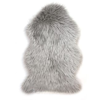 An Image of Single Pelt Faux Sheepskin Rug Grey