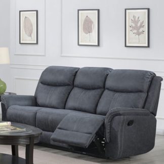 An Image of Portland Fabric 3 Seater Recliner Sofa In Slate Grey