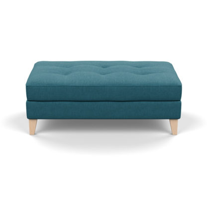 An Image of Heal's Mistral Footstool Brushed Cotton Cobalt Black Feet