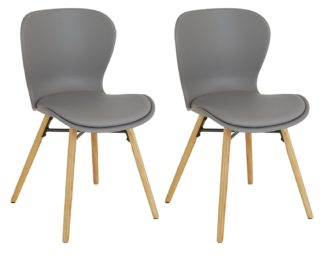 An Image of Habitat Etta Pair of Plastic Dining Chair - Grey