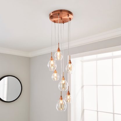 An Image of Eden 7 Light Ceiling Fitting Copper Copper
