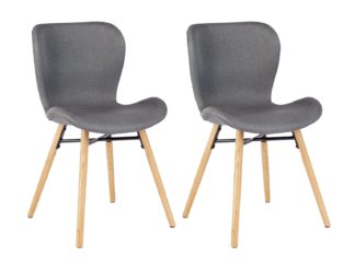 An Image of Habitat Etta Pair of Fabric Dining Chair - Grey