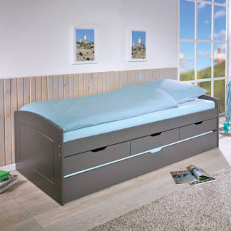 An Image of Rieka Wooden Function bed Single Bed In Grey