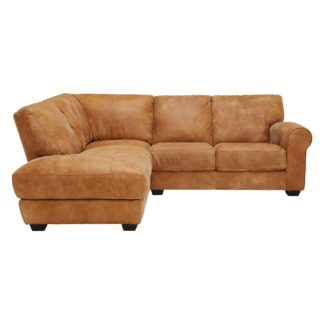 An Image of New Houston Left Hand Facing Leather Chaise Sofa