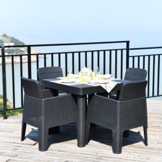 An Image of Faro 4 Seater Black Square Dining Set Black