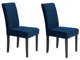 An Image of Argos Home Pair of Midback Velvet Dining Chairs - Navy