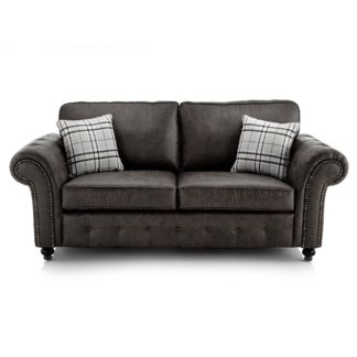 An Image of Oakland Faux Leather 3 Seater Sofa Black